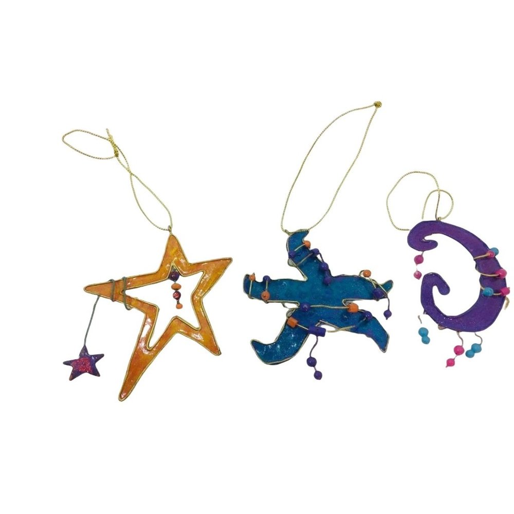 Encore Group Metal Christmas Ornaments Stars Beaded 25660